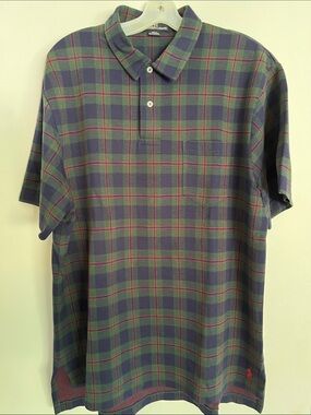 Polo by Ralph Lauren Green, Red & Blue Plaid Short-Sleeve Polo L